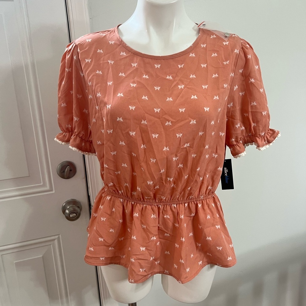 Alice Blue Coral Butterfly Print Blouse